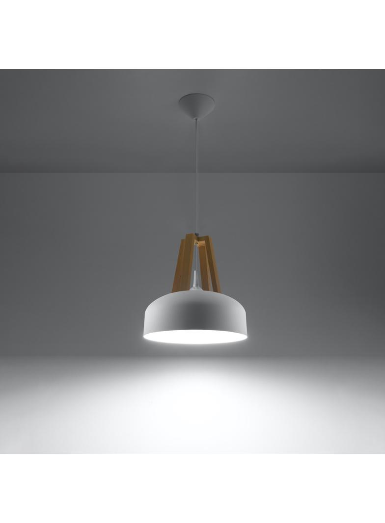Lampa wisząca CASCO biała/naturalne drewno