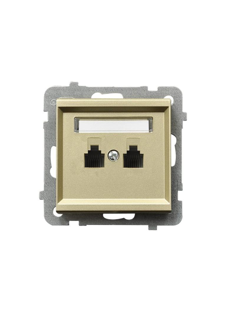 SONATA Gniazdo telefoniczne podwójne niezależne - kolor szampański złoty