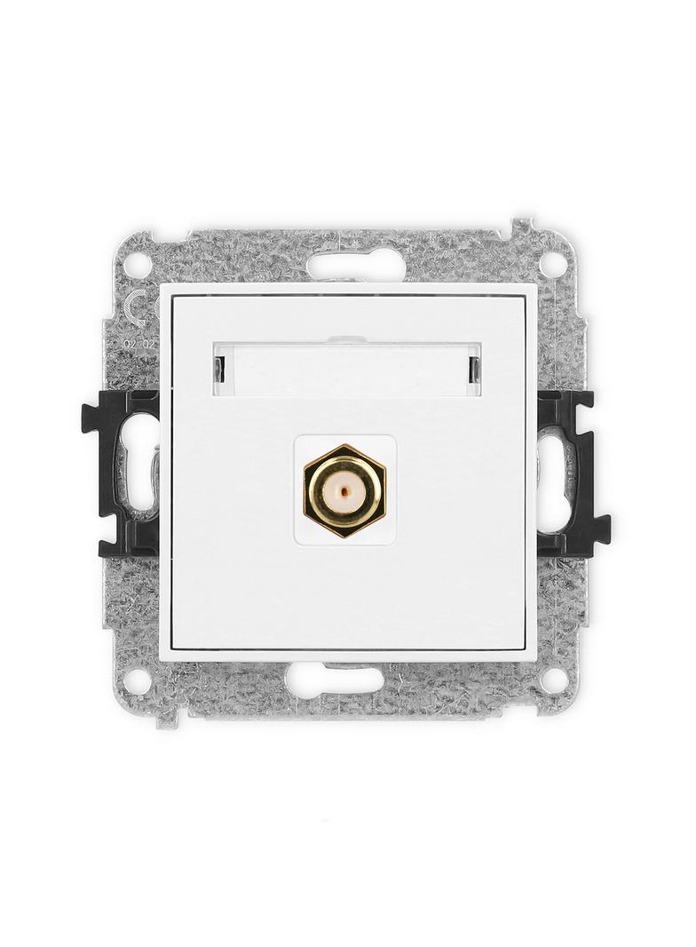 ICON Mechanizm gniazda antenowego pojedynczego typu F (SAT) pozłacany biały
