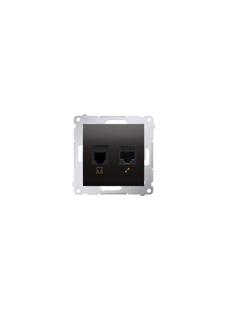 Simon 54 Gniazdo komputerowe RJ45 kategoria 5e + telefoniczne RJ12 antracyt D5T.01/48 KONTAKT