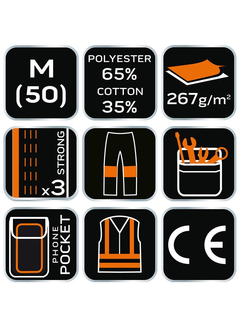 Spodnie robocze na szelkach, rozmiar M/50