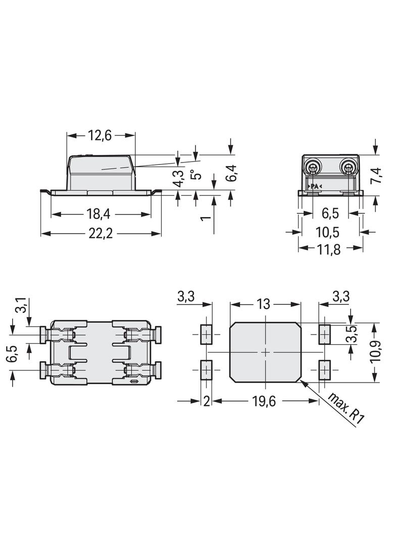 złączka SMD-Through-Board do pł.druk.
