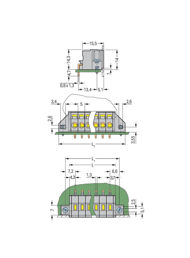 listwa zaciskowa przepustowa 12-bieg. szara raster 5 mm