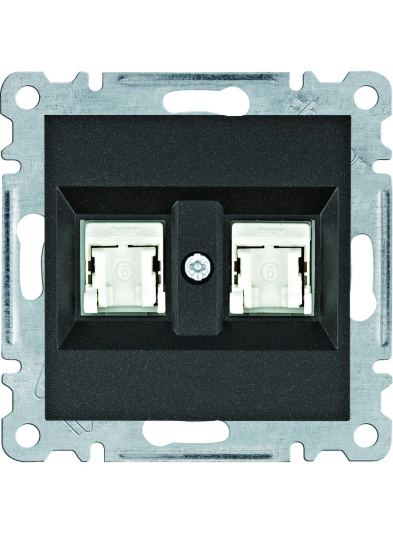 lumina Gniazdo komputerowe podwójne RJ45 kat.6 UTP czarny WL2163 HAGER