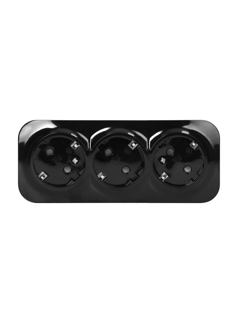 Gniazdo potrójne natynkowe ToDo 2P+Z Schuko IP20, 16A, 230V AC, 16A, 230V AC, czarny, 10 sztuk