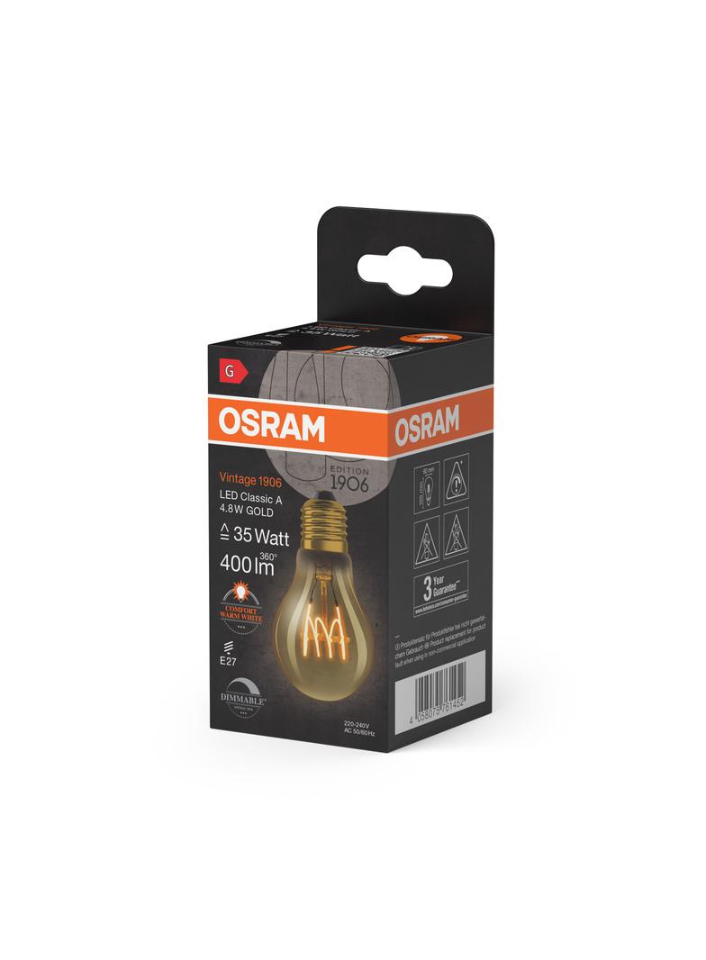 Lampa LED Vintage 1906 CL A Filament szkło przezroczyste GOLD 25 dim 3,4W 824 E14