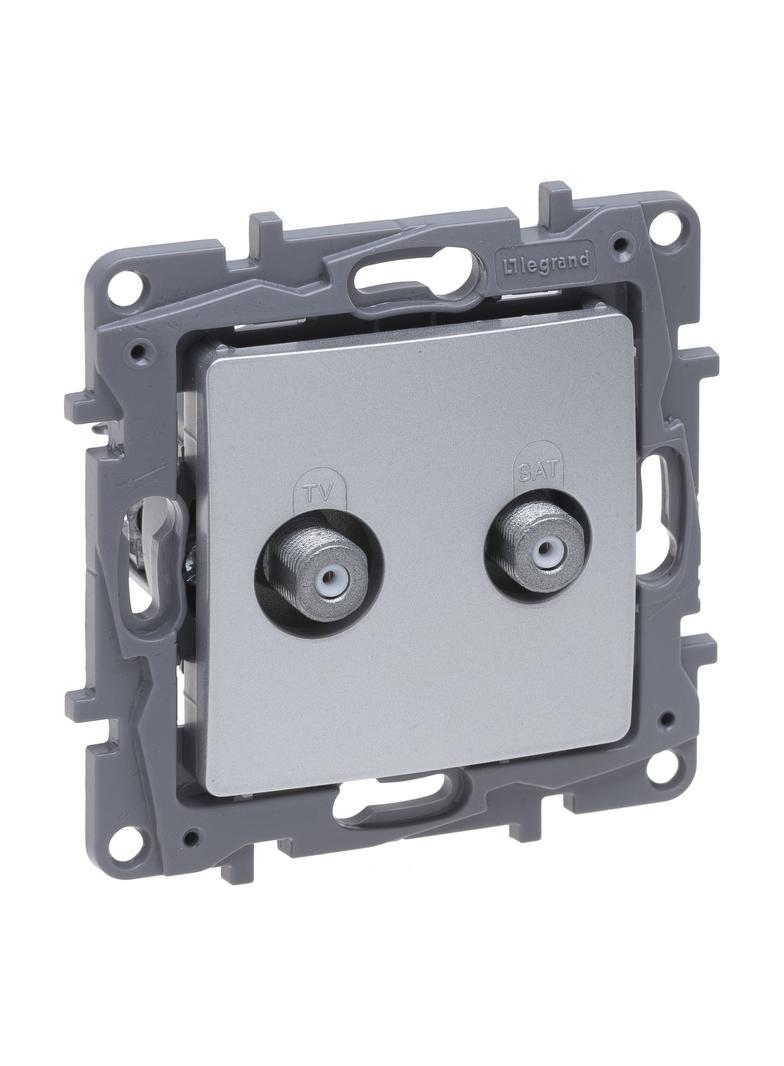 NILOE SELECTION - GNIAZDO TV -  F-F  KOŃCOWE DO INSTALACJI TYPU GWIAZDA 1 DB ALUMINIUM, Legrand