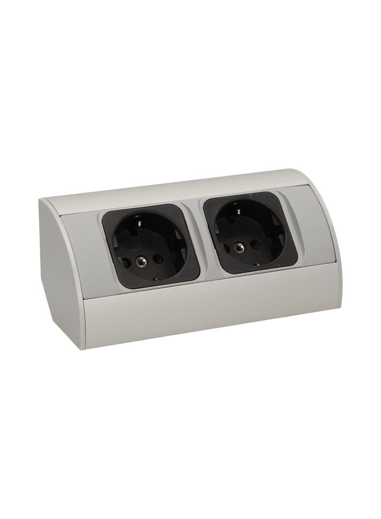 Gniazdo meblowe bez wyłącznika, 2x2P+Z, srebrne, wersja schuko OR-AE-1303/G(GS) ORNO