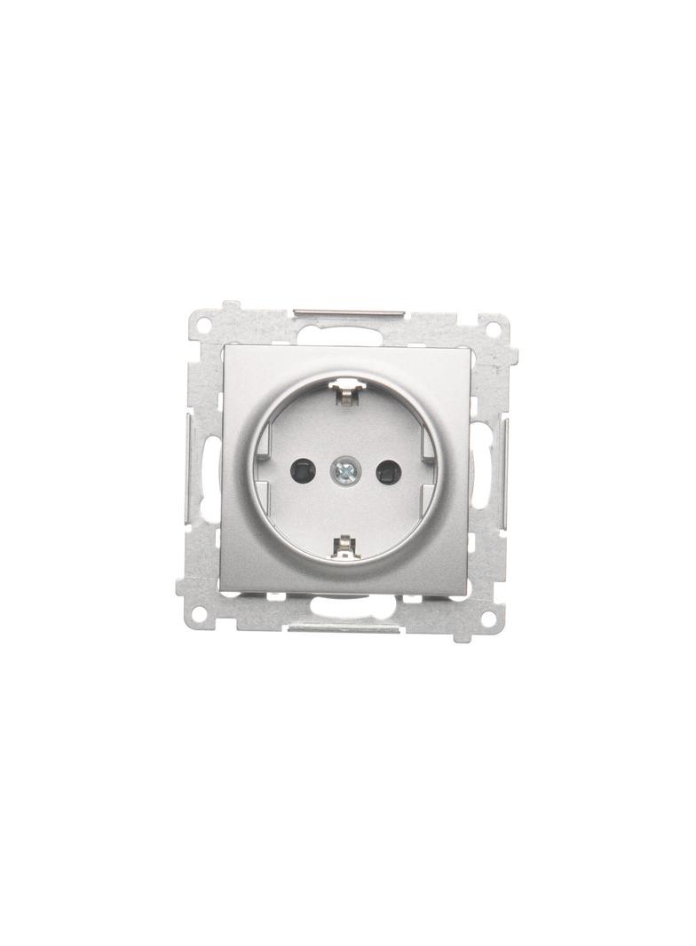 Simon 54 Gniazdo Schuko z przesłonami 16A 250V szybkozłączka srebrny mat DGSz1CZ.01/43 KONTAKT