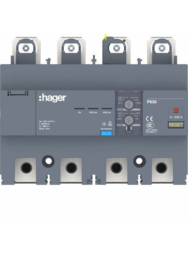 MCCB Blok RCD do P630 4P 570A Idn nastawny HBW630H HAGER