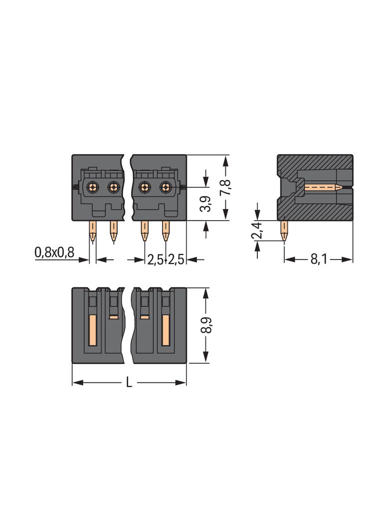 MCS-MICRO wtyk 3-bieg. czarny raster 2,5 mm /200szt./ WAGO