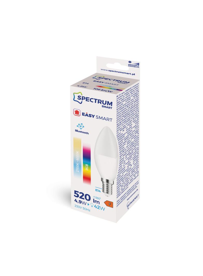LED ŚWIECOWA 4,9W E-14 230V RGBW+CCT+DIM BTM Spectrum SMART Easy Smart