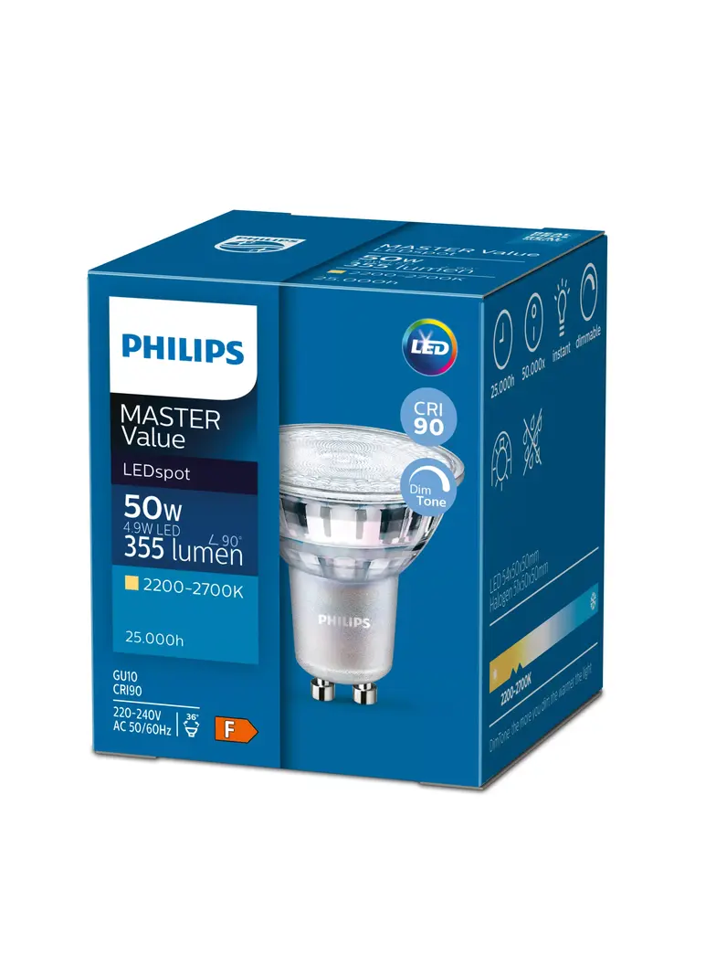 Żarówka LED ściemnialna 5,5W 650lm 3000K barwa ciepła MAS LED spot VLE D 650lm GU10 930 120st. 5 lat