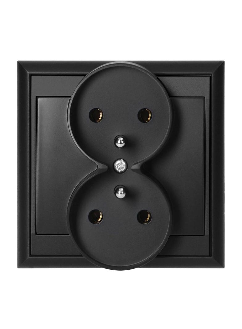 Gniazdo podwójne podtynkowe 2x2P+Z Luna, 16A, 250V, PT-6LR, czarny
