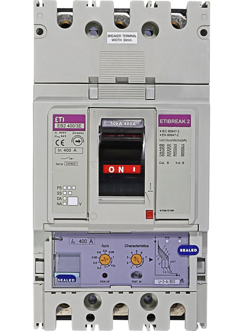 Wyłącznik mocy 50kA wyzw. elektroniczny EB2 400/3E 400A 3P 004671112 ETI