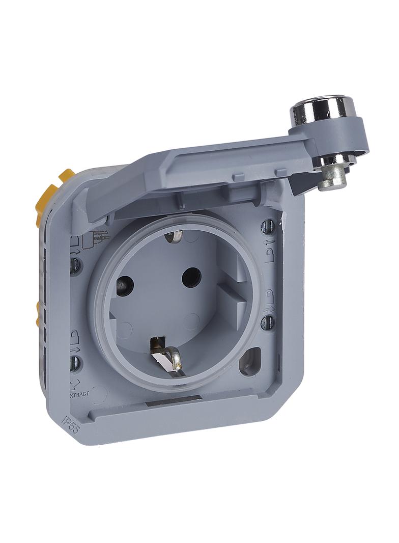 NOWE PLEXO - GN. SCHUKO 2P+Z NA KLUCZ ZACISKI AUTO MECHANIZM 16A-250V SZARE 069574L LEGRAND