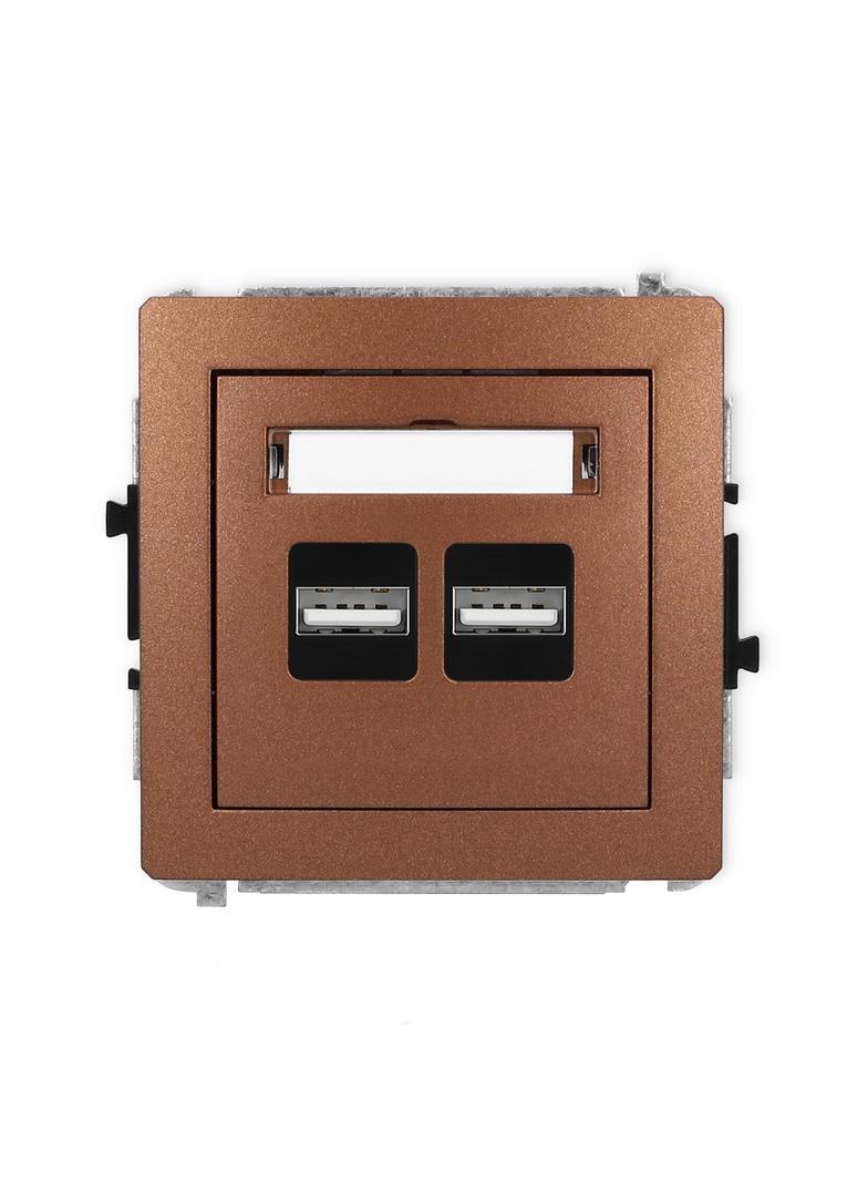 DECO Mechanizm ładowarki USB podwójnej 2xUSB A, 15,5W max., 5V, 3.1A brązowy metalik