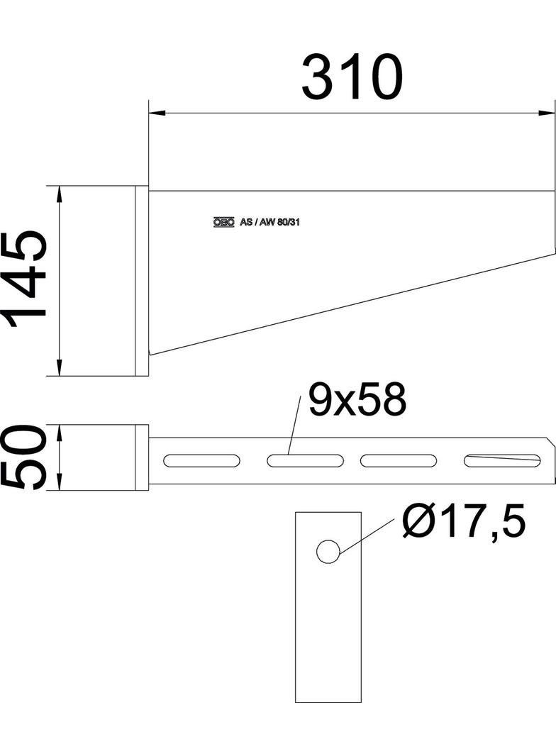 AW 80/31, WSPORNIK ŚCIENNY 310MM FT