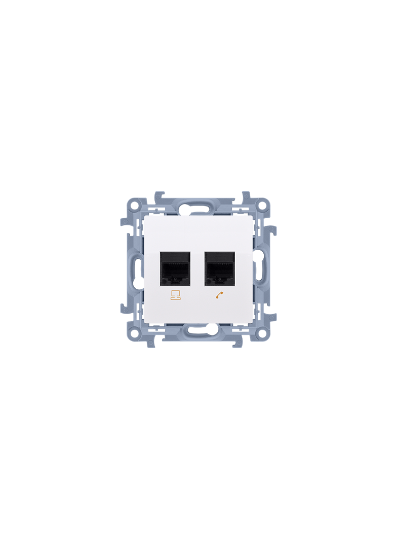 Simon 10 Gniazdo RJ45 kat. 6 + gniazdo telefoniczne RJ11 biały C6T.01/11 KONTAKT