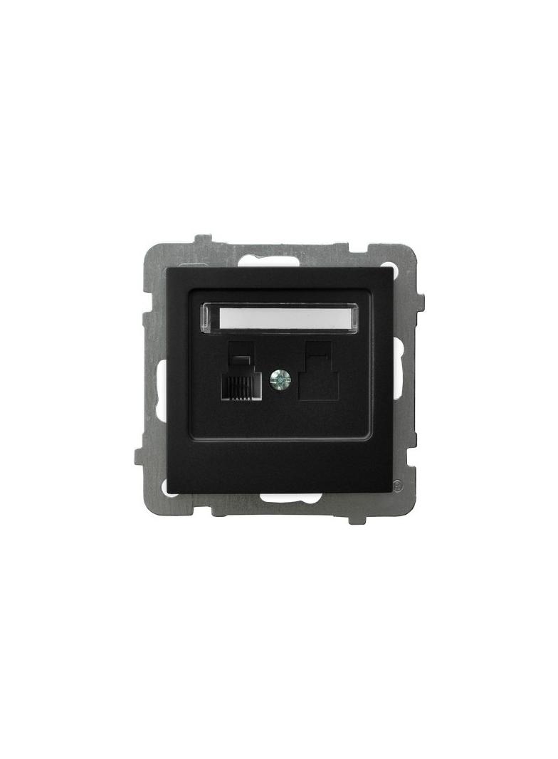 AS Gniazdo telefoniczne pojedyncze - kolor czarny metalik