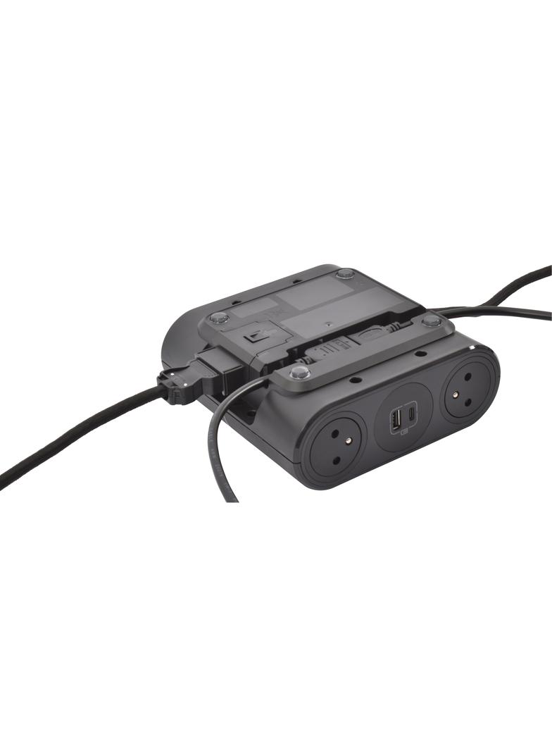 INCARA: LINK'ON - 4X2P+Z / 2XUSB A+C / HDMI (Z PRZEWODEM 2 M) / ZŁĄCZE WIELAND - 2,5 M-CZARNY, Legra