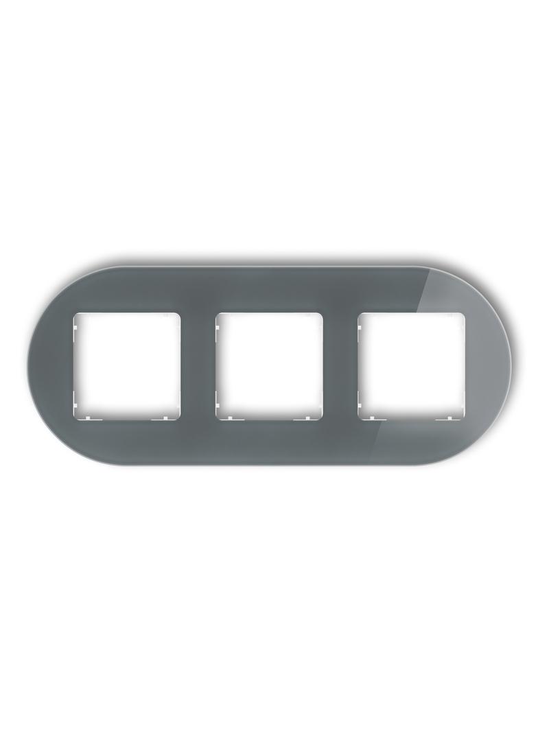 ICON Ramka uniwersalna potrójna okrągła - efekt szkła (ramka: grafitowa; spód: biały) grafitowy