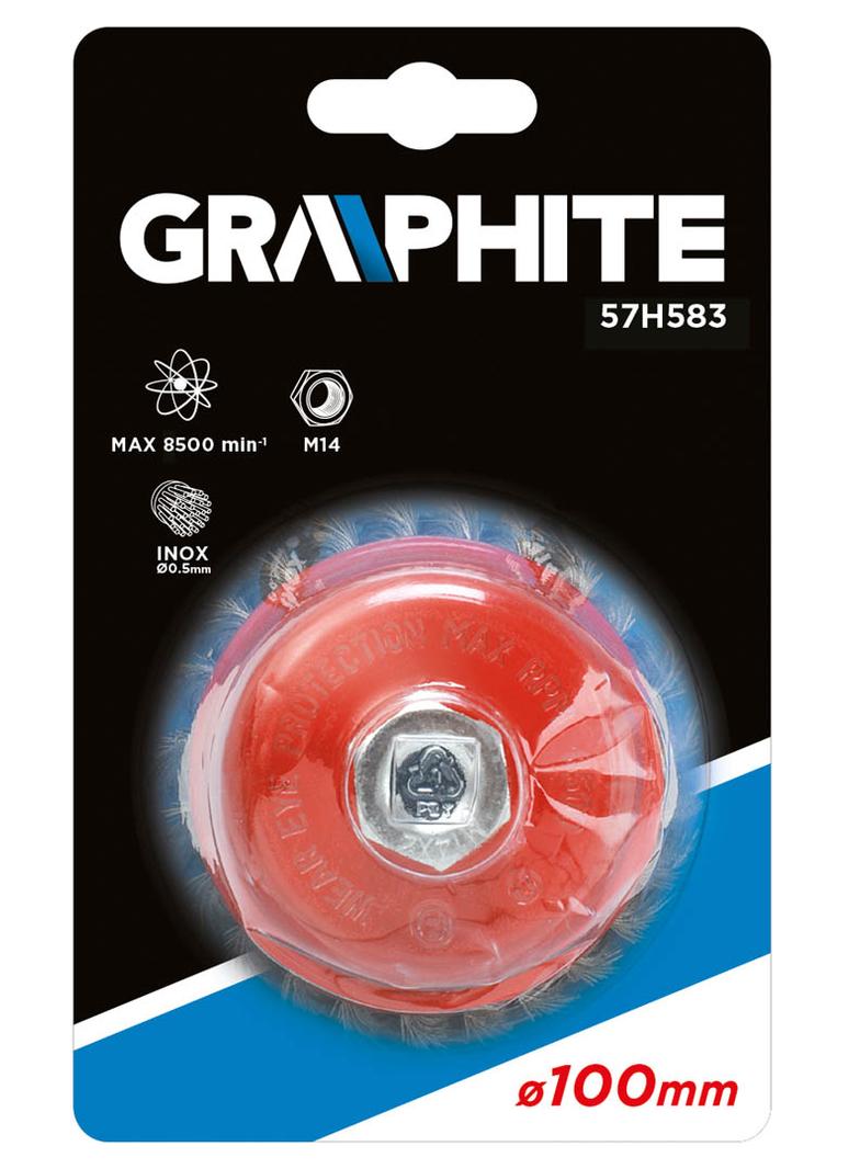 Szczotka druciana doczołowa 100 mm x M14, INOX