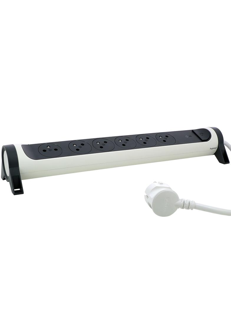 PRZEDŁUŻACZ PREMIUM, OBROTOWY, 6X2P+Z, Z OGRANICZNIKIEM PRZEPIĘĆ, Z PRZEWODEM 1.5 METRA 3X1.0 MM2 -