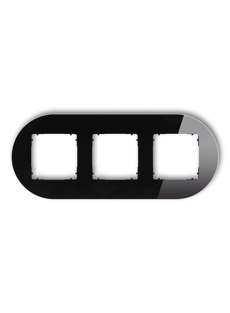 ICON Ramka uniwersalna potrójna okrągła - efekt szkła (ramka: czarna; spód: czarny) czarny