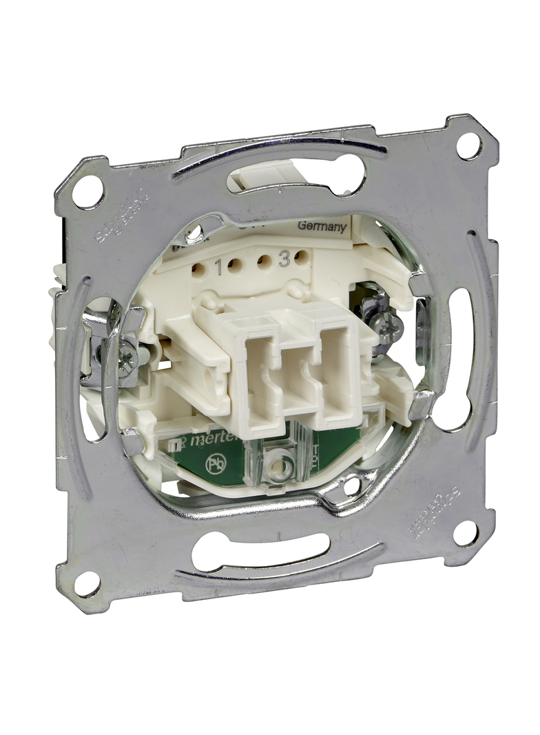 Merten, mechanizm łącznika krzyżowego z podświetleniem, zacisk bezśrubowy, 250V AC 10A