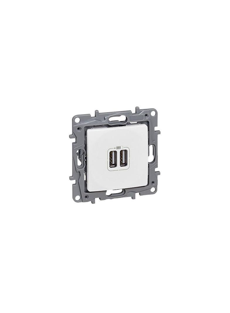 NILOE/NILOE SELECTION - PODWÓJNE GNIAZDO ŁADOWANIA USB 5 V 2400 MA BIAŁE, Legrand