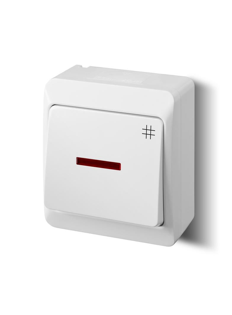 WYŁĄCZNIK HERMES KRZYŻOWY PODŚWIETLANY – KLAWISZ BIAŁY