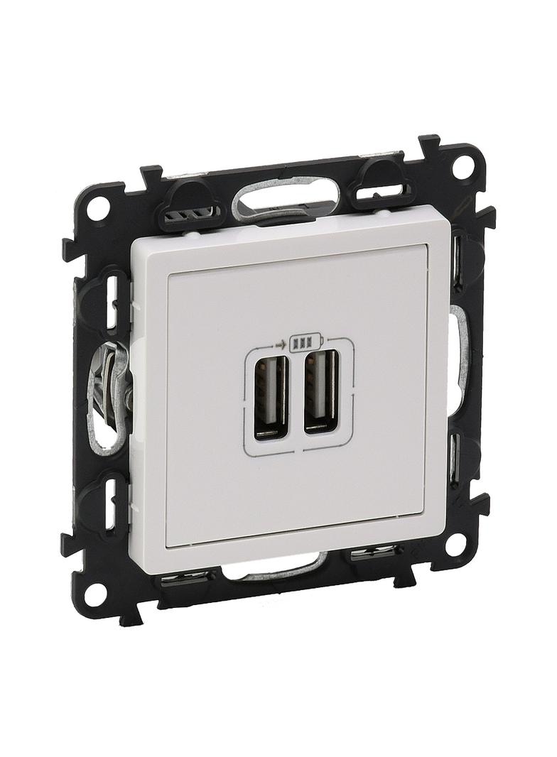 Valena Life Ładowarka Z Gniazdem 2Xusb Biała 753112 LEGRAND