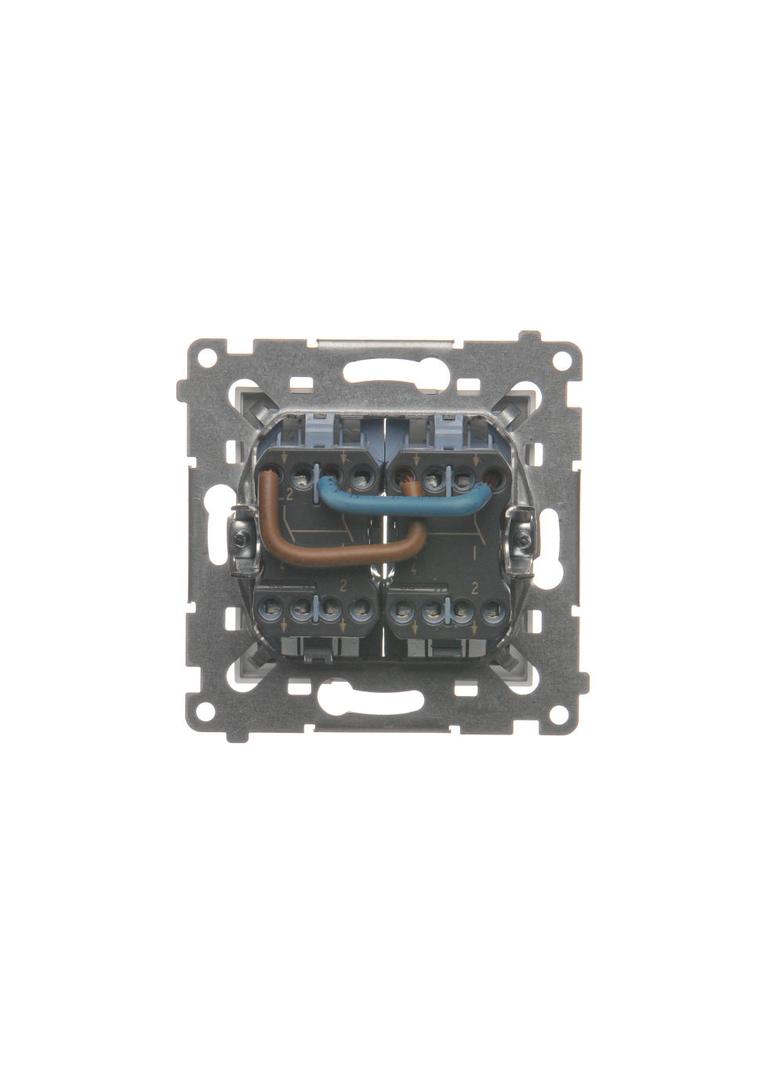 Simon 54 Łącznik dwubiegunowy podwójny 16A z. śrub. srebrny mat