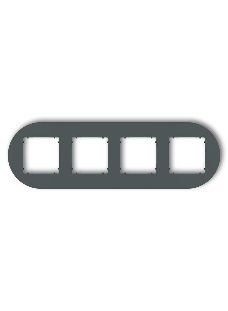 MINI Ramka uniwersalna poczwórna okrągła z tworzywa grafitowy mat