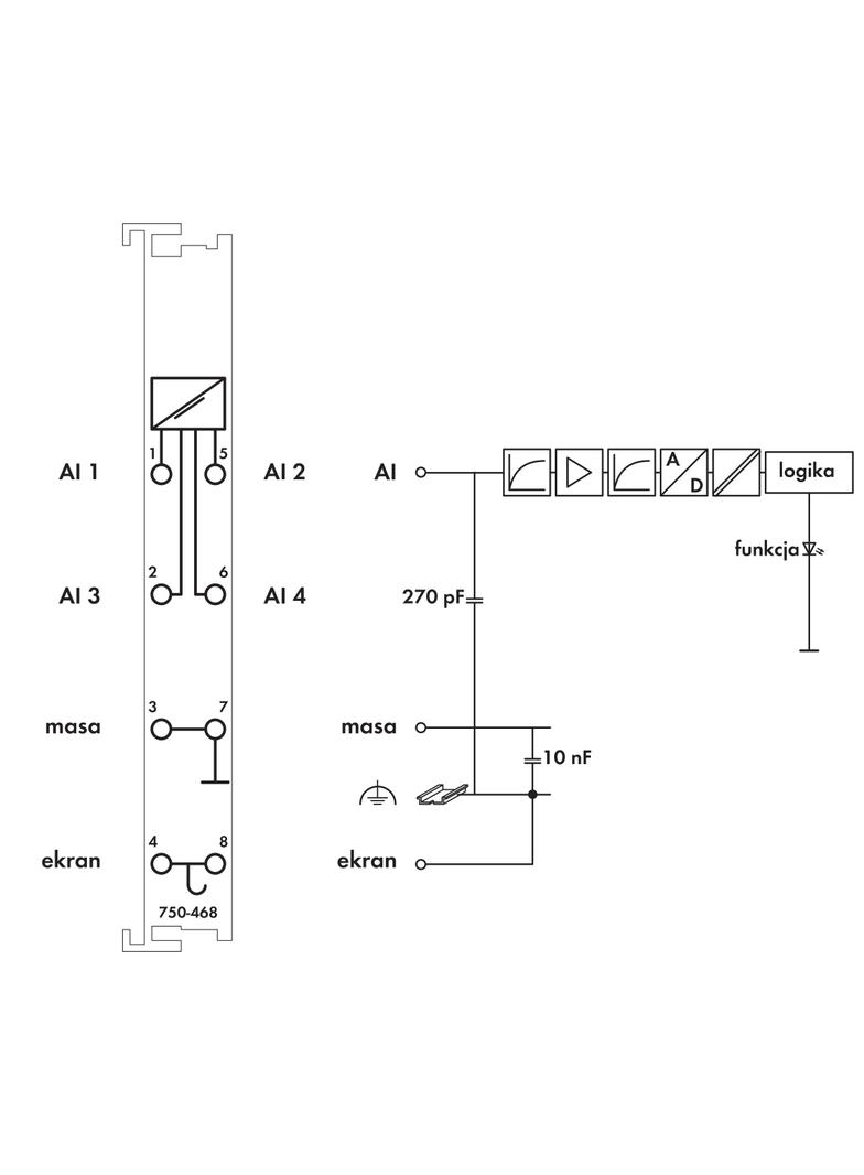 moduł 4AI 0-10V DC wejścia niesymetryczne WAGO