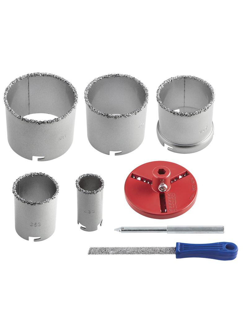 Otwornice wolframowe 32-83 mm, zestaw 5 szt. + pilnik