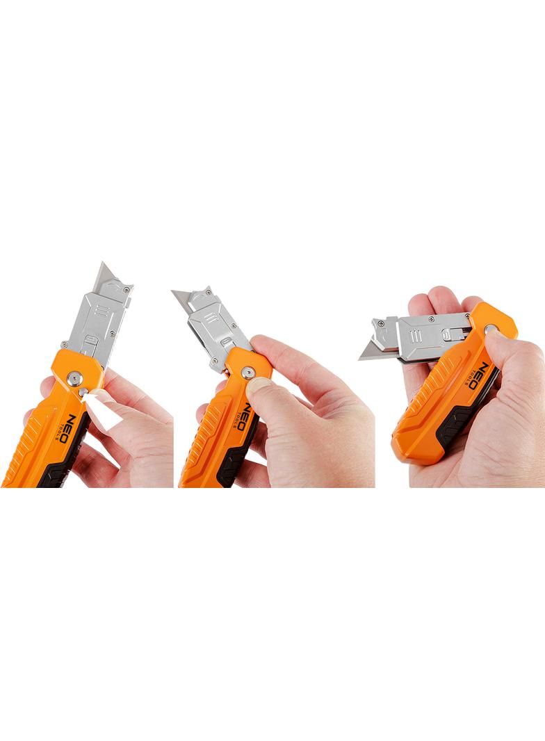 Nóż z ostrzem trapezowym ze skrobakiem