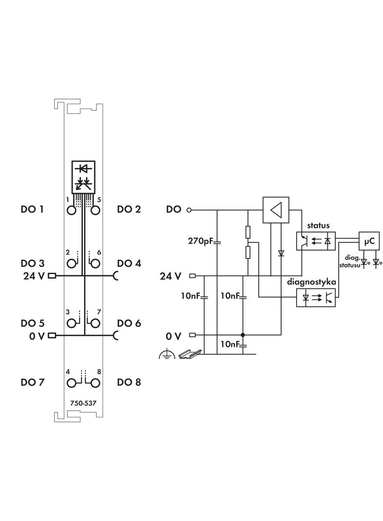 moduł 8DO 24V DC 0,5A WAGO