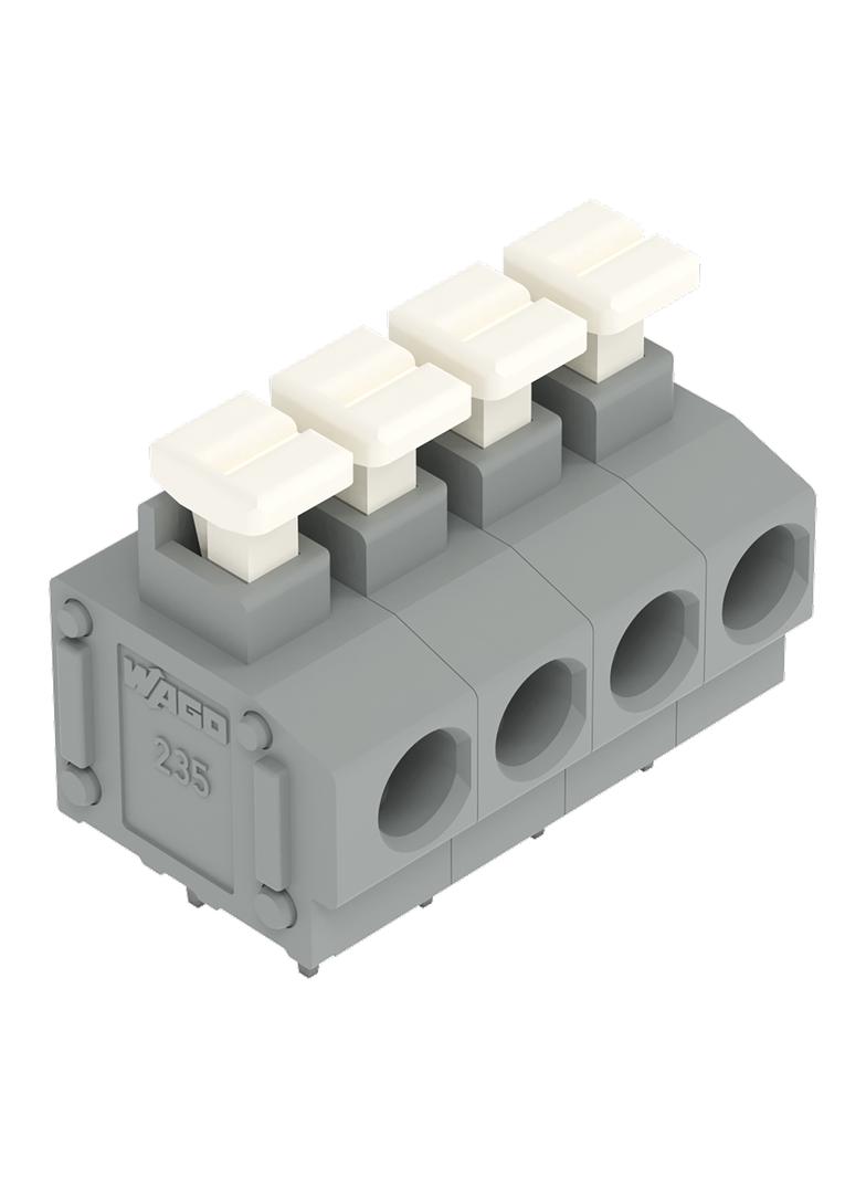 Listwa zaciskowa do płytek drukowanych 4-biegunowa szara raster 5/5,08mm /55szt./ 235-404/331-000 WAGO