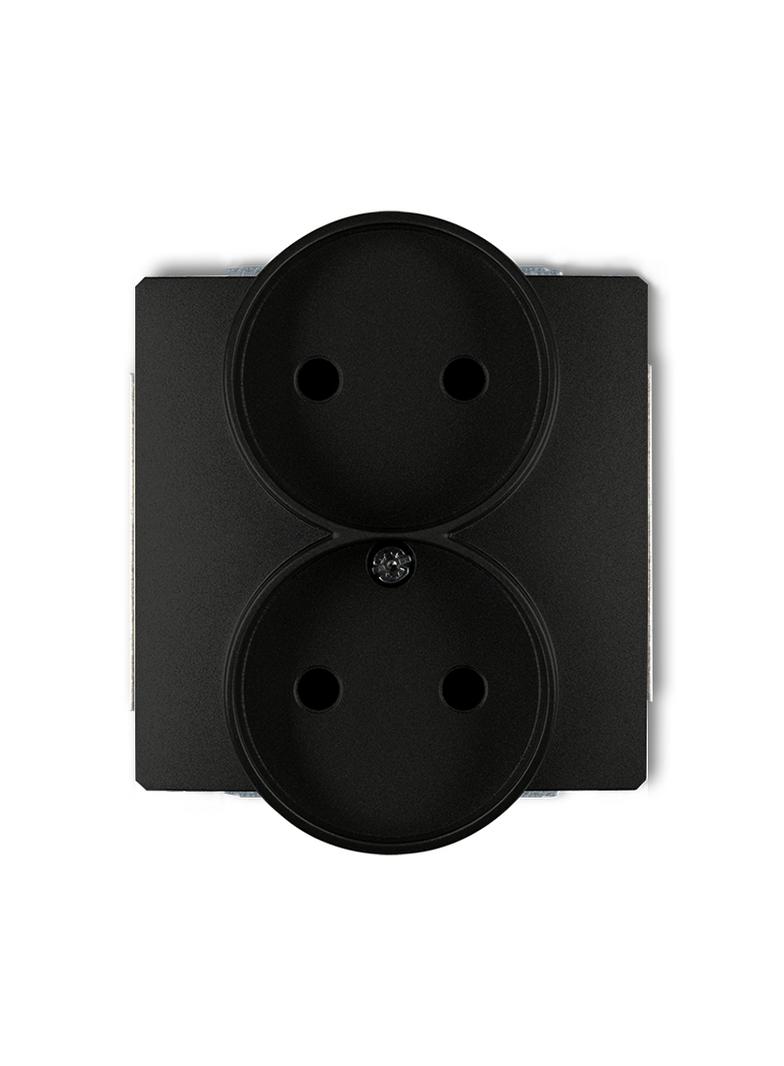 DECO Gniazdo podwójne do ramki DECO Soft bez uziemienia 2x2P (przesłony torów prądowych) czarny mat 12DGPRSO-2p KARLIK