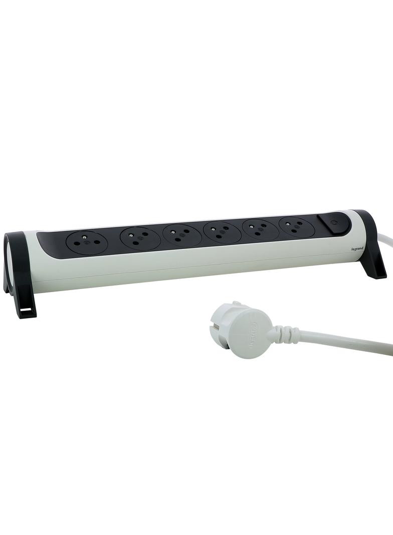 PRZEDŁUŻACZ PREMIUM, OBROTOWY, 6X2P+Z, Z PRZEWODEM 1.5 METRA 3X1.0 MM2 - BIAŁY/GRAFITOWY, Legrand