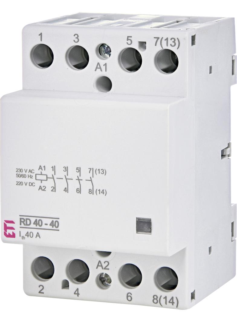 RD 40-40-230V AC/DC Stycznik modułowy 40A 4 styki zwierne (3 mod. 4 bieg.)