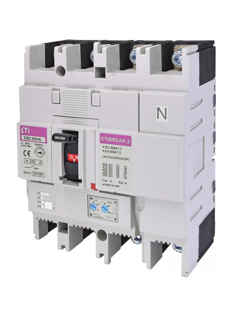 Wyłącznik mocy 65kA wyzw. TM EB2 250/4H 200A 4p 004672134 ETI