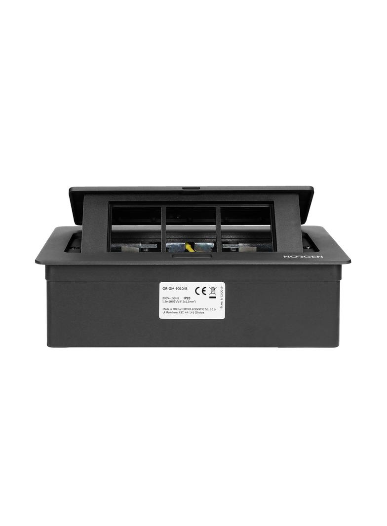 NOEN Kaseta meblowa wpuszczana w blat ze zintegrowaną ramką PCV na gniazda modułowe 3 x 45x45mm lub OR-GM-9010/B ORNO