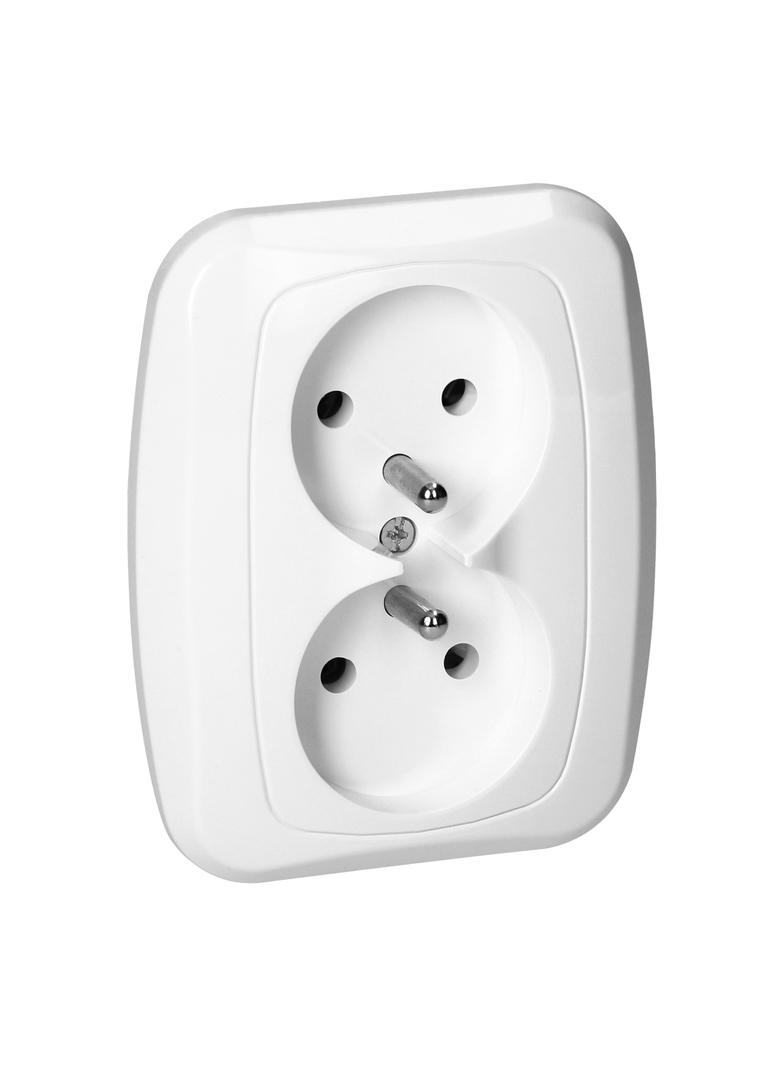 Gniazdo podwójne podtynkowe 2x2p+Z 16A, 250V, ATUT, biały