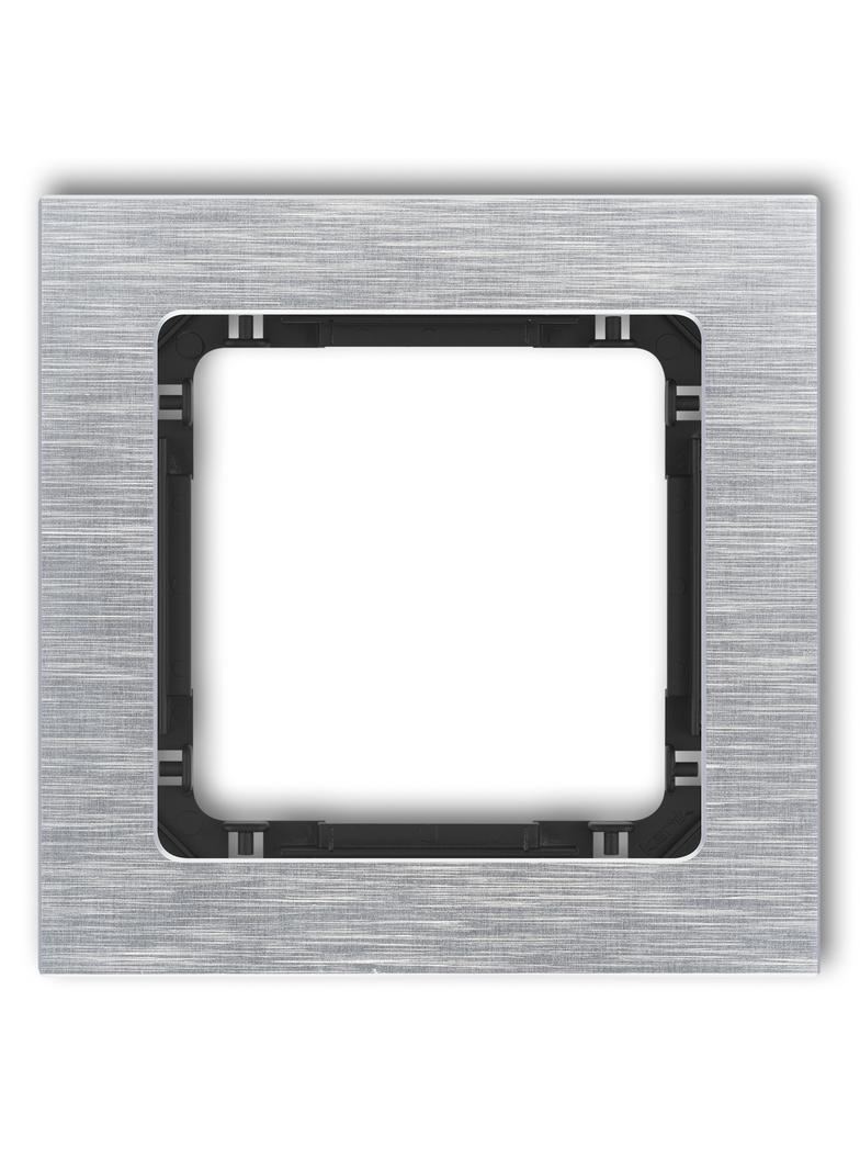 DECO Ramka uniwersalna pojedyncza - aluminium szczotkowane (ramka: srebrna; spód: czarny) srebrny
