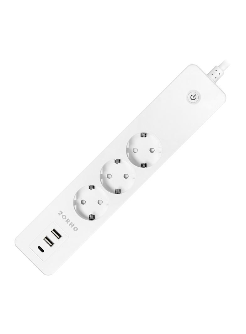 Przedłużacz z 3 gniazdami Schuko z uziemieniem i wyłącznikiem 2xUSB, Tuya Smart Wi-Fi, biały