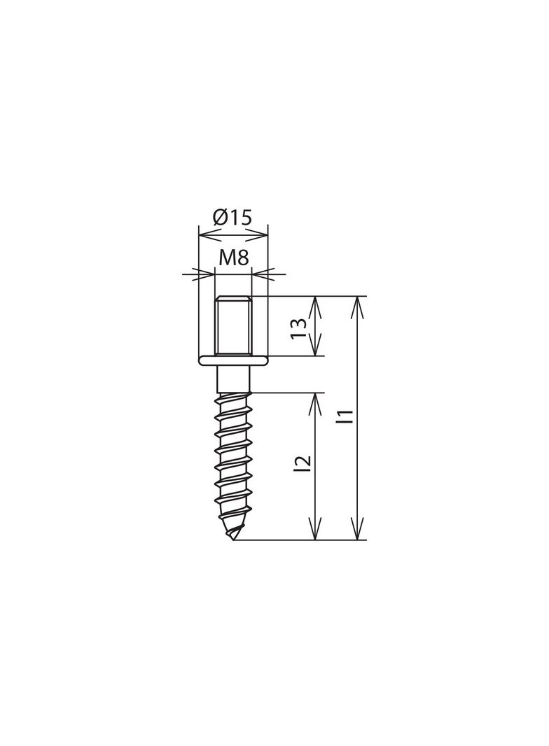 Wkręt do drewna 70 mm, nagwintowany M8x10 mm