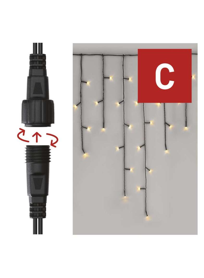 Lampki choinkowe łączone Standard sople 100LED 2,5m ciepła biel IP44 timer D1CW01 EMOS